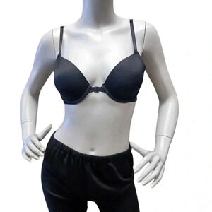 Victoria Secret PINK Black Padded Front Closure Bra Size 36A